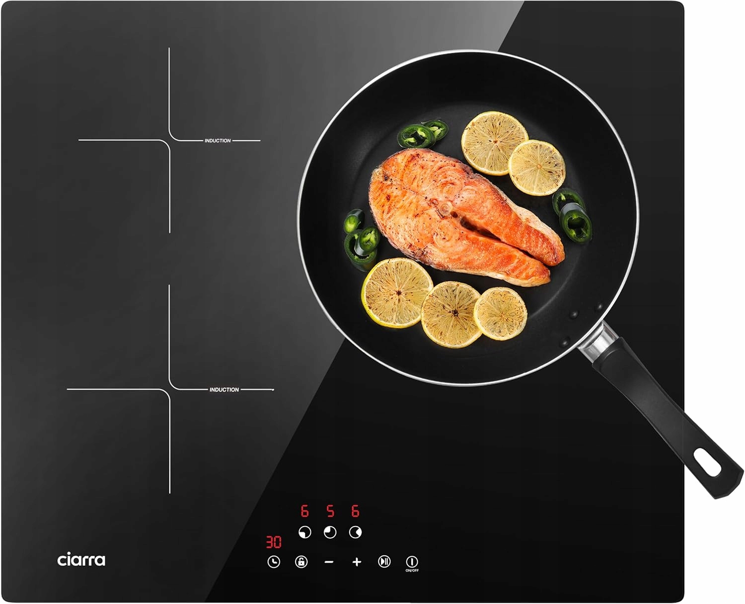 Ciarra CBBIH3 Płyta indukcyjna 3 strefy, 6100W, Stop & Go, czarna
