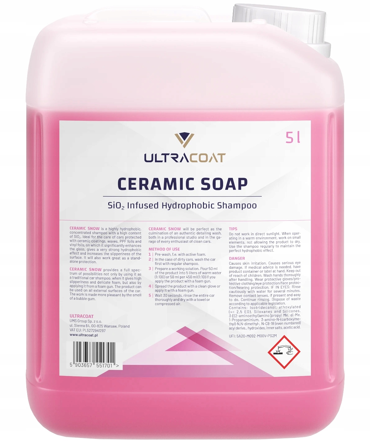 Ultracoat Ceramic Soap Szampon Do Auta Hydro 5L