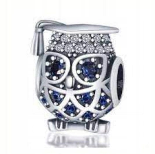 Elegantní přívěsek na náramky Sova Bead Stříbro 925 s zirkony 3.33 g