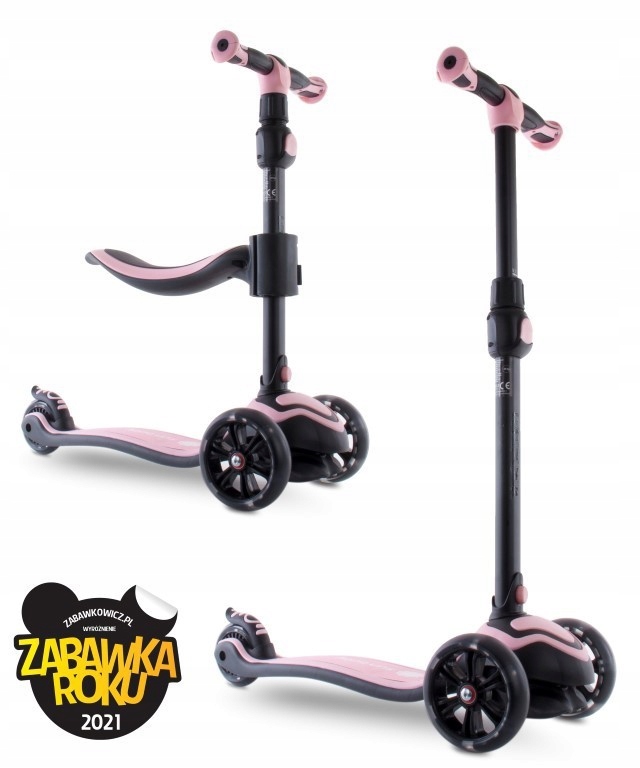 Sun Baby Rowerek biegowy i hulajnoga Flash z kołami Led pudrowy róż