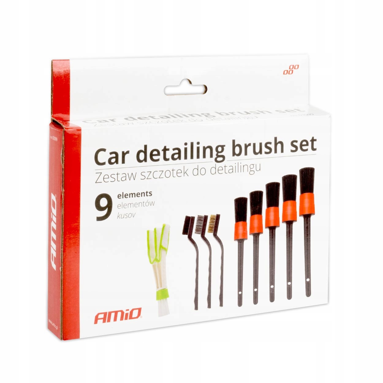 ZESTAW DETAILINGOWY DO CZYSZCZENIA WNĘTRZA SAMOCHODU pędzle szczotki AMiO EAN (GTIN) 071990111212