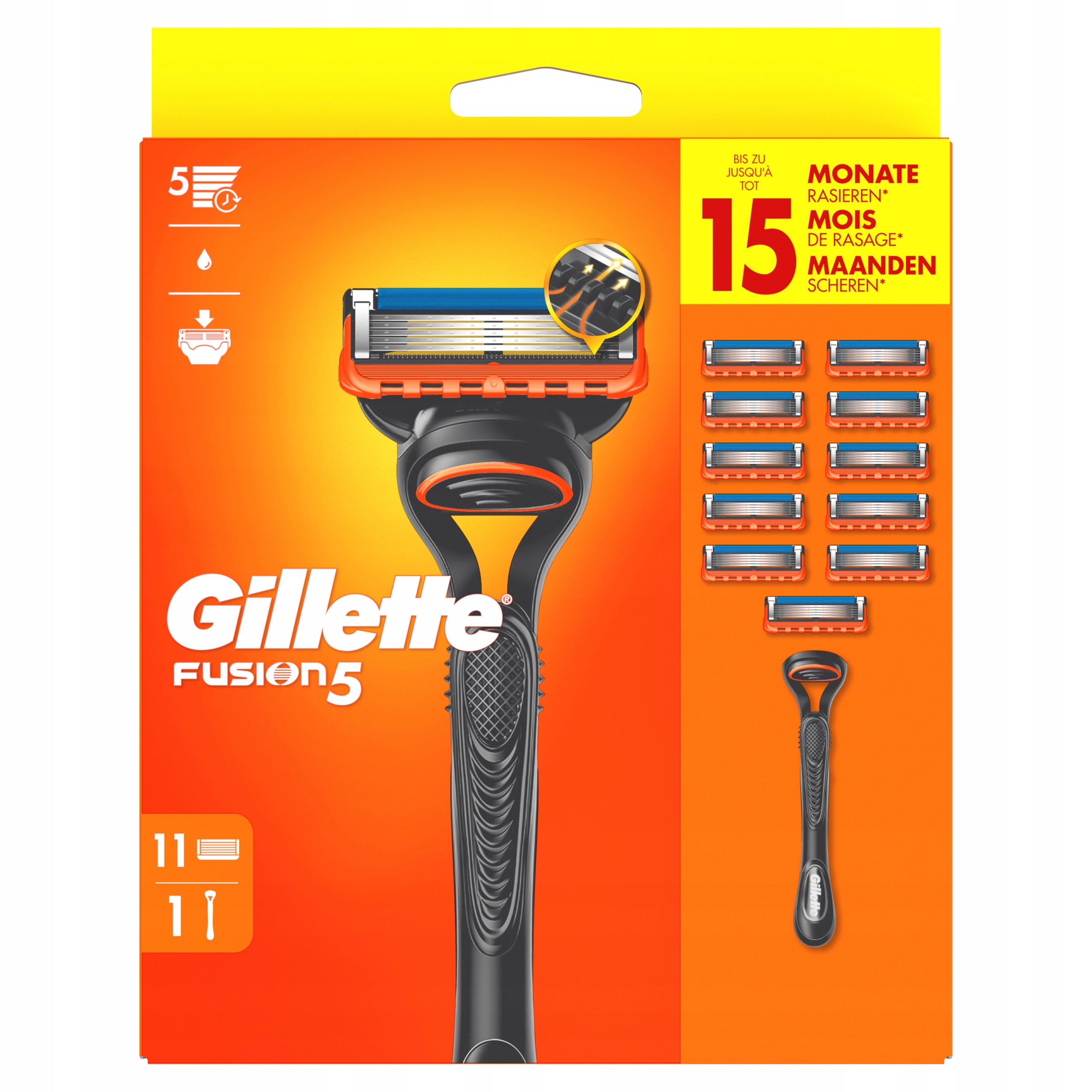 Zestaw Do Golenia 11x Org Wkłady Ostrza Gillette Fusion 5 Maszynka