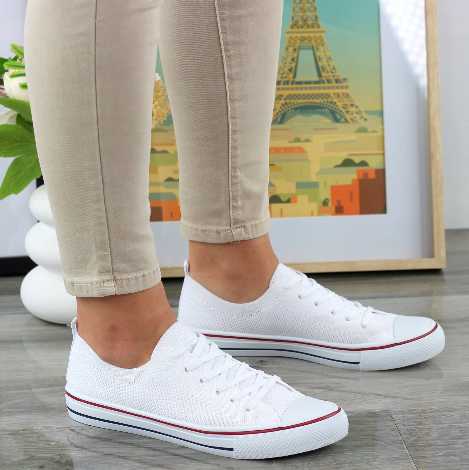 BIAŁE MATERIAŁOWE GŁADKIE SZNUROWANE TENISÓWKI TRAMPKI DAMSKIE KONWERSY 39 Marka inna