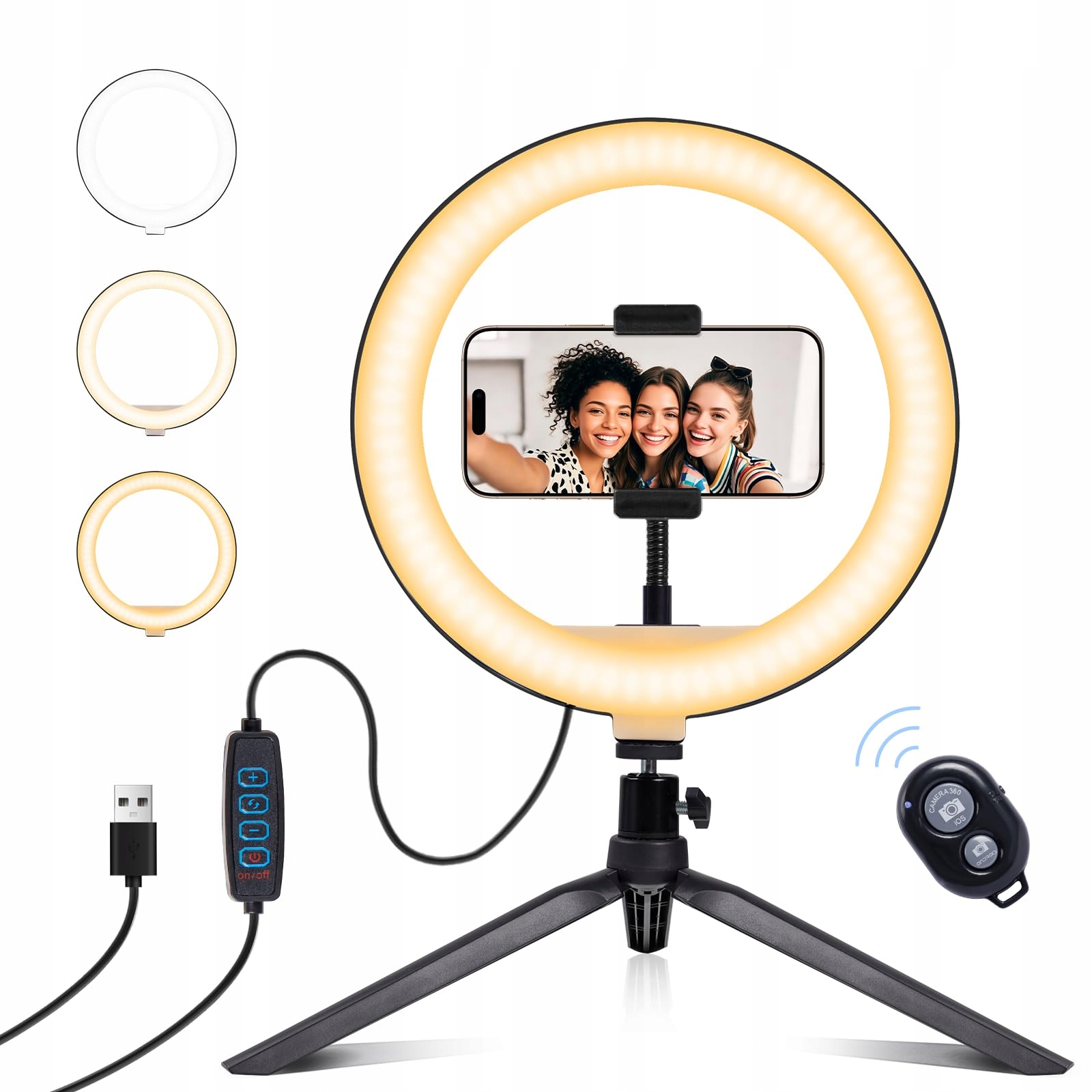 NALEZUNS Lampa Pierścieniowa LED 10 Calowa Stojak Do Selfie i Makijażu