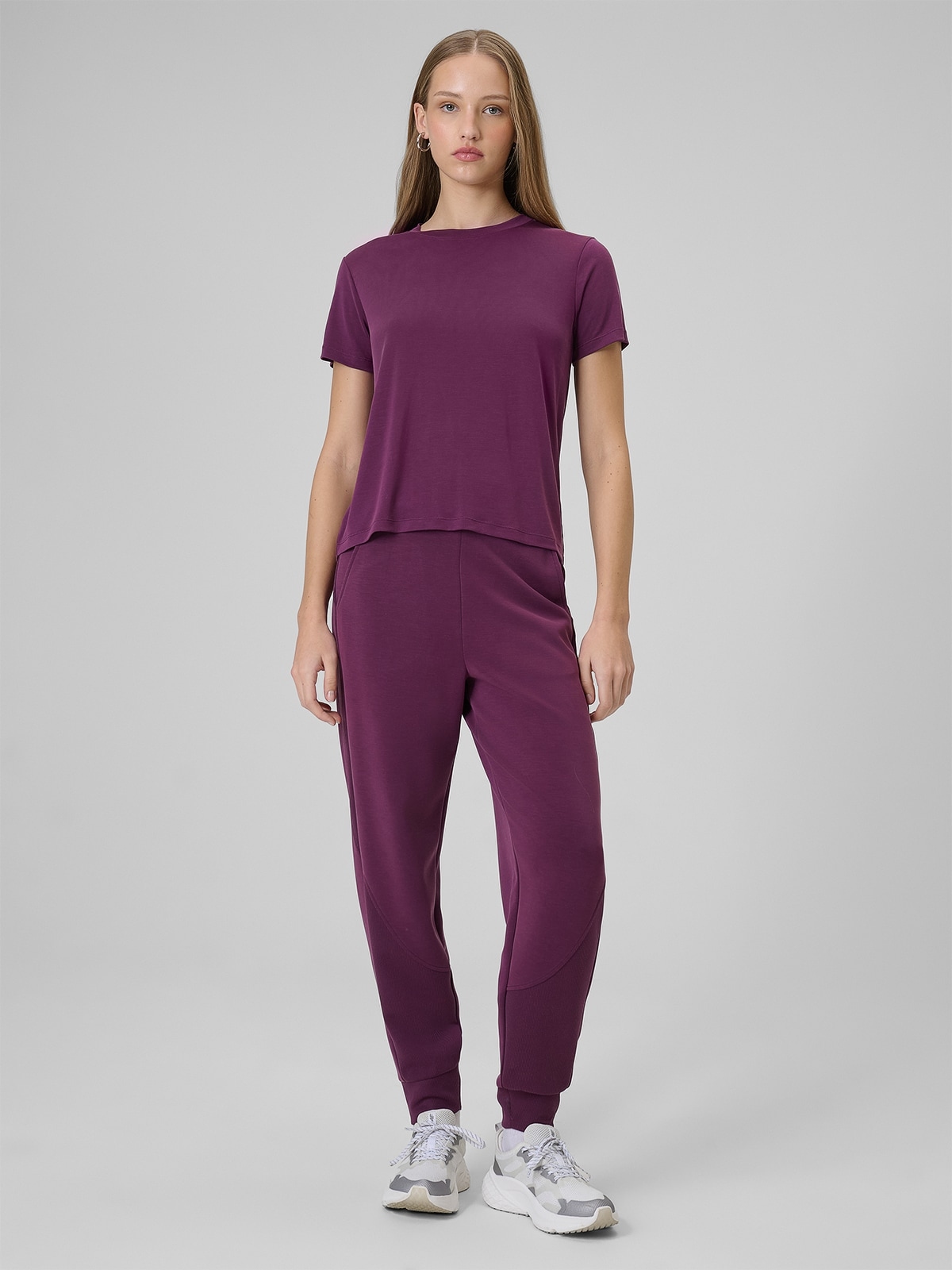 4F Dámské Fialové Modalové Joggery S Vysokým Pasem