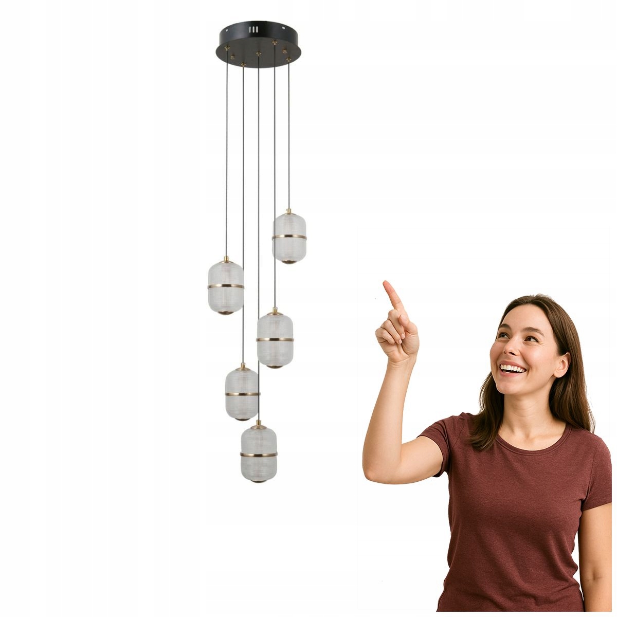 Dizajnová závesná lampa Alani Led 28W čierna matná-zlatá Italux