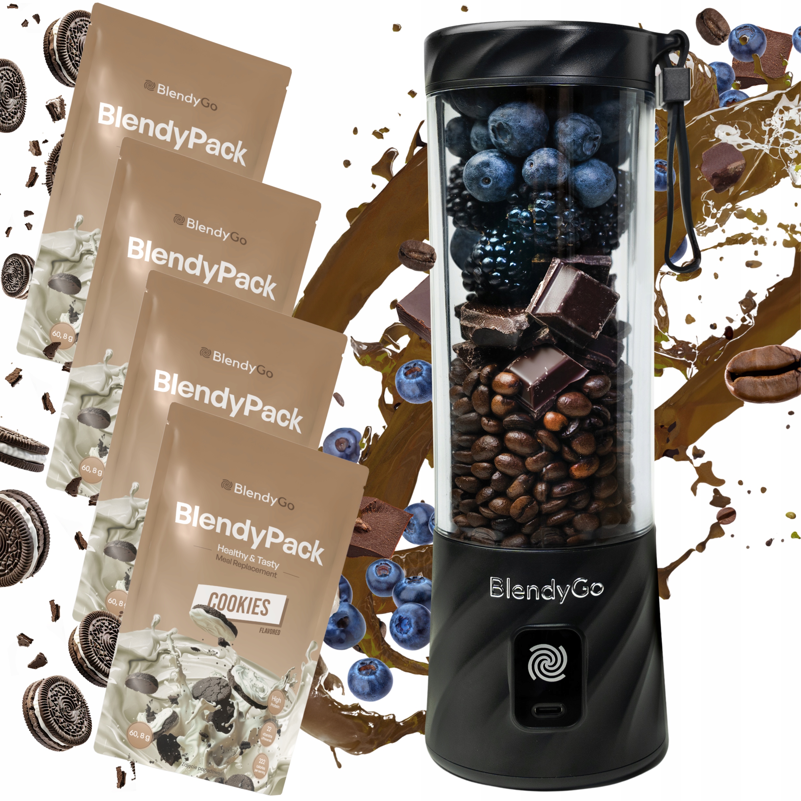 Originálny mixér BlendyGo 3 Bezdrôtový Usb 4 vrecká BlendyPack