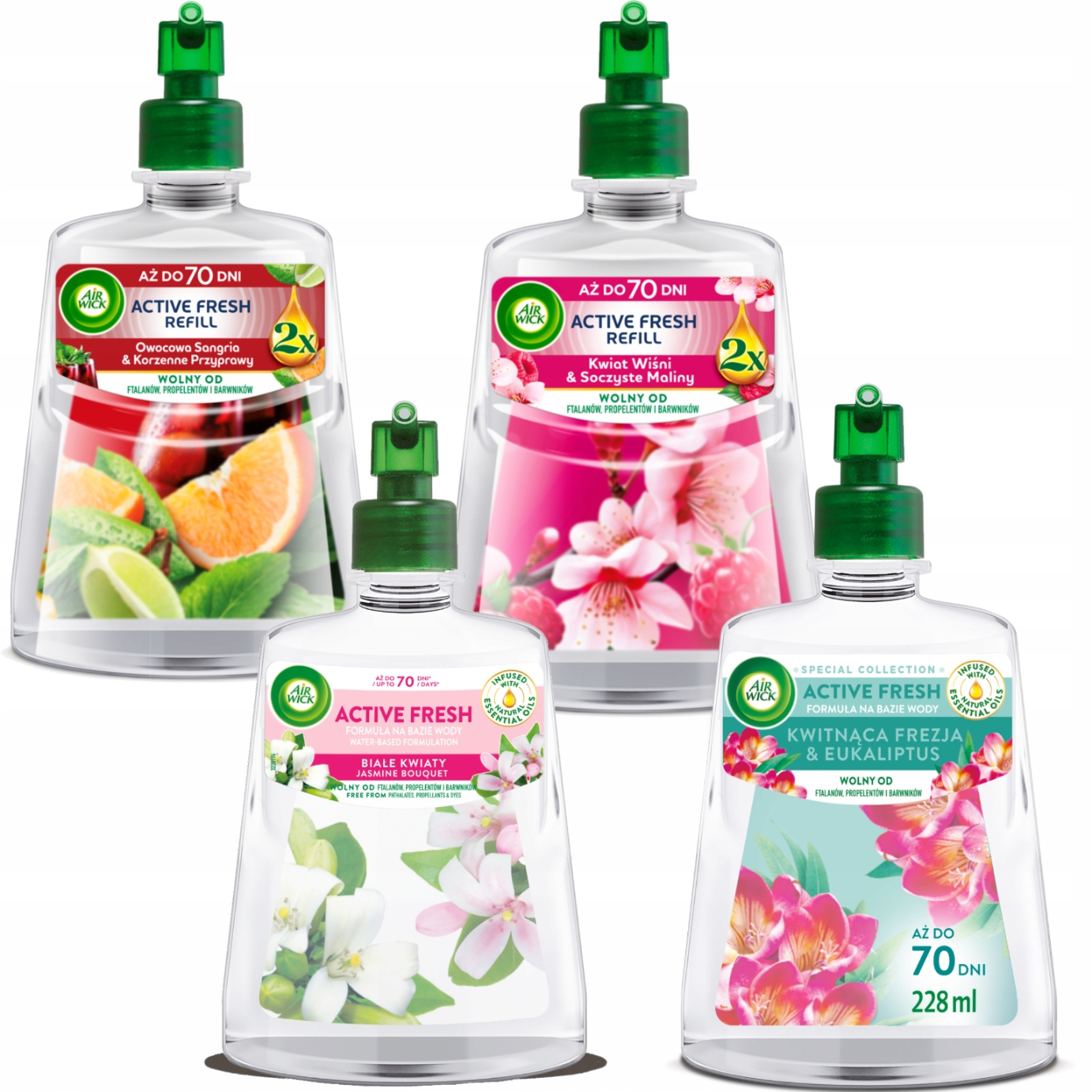 AIR WICK ACTIVE FRESH MIX НАБОР ЗАПРАВКИ ДЛЯ ОСВЕЖИТЕЛЯ ВОЗДУХА 4X 228 МЛ