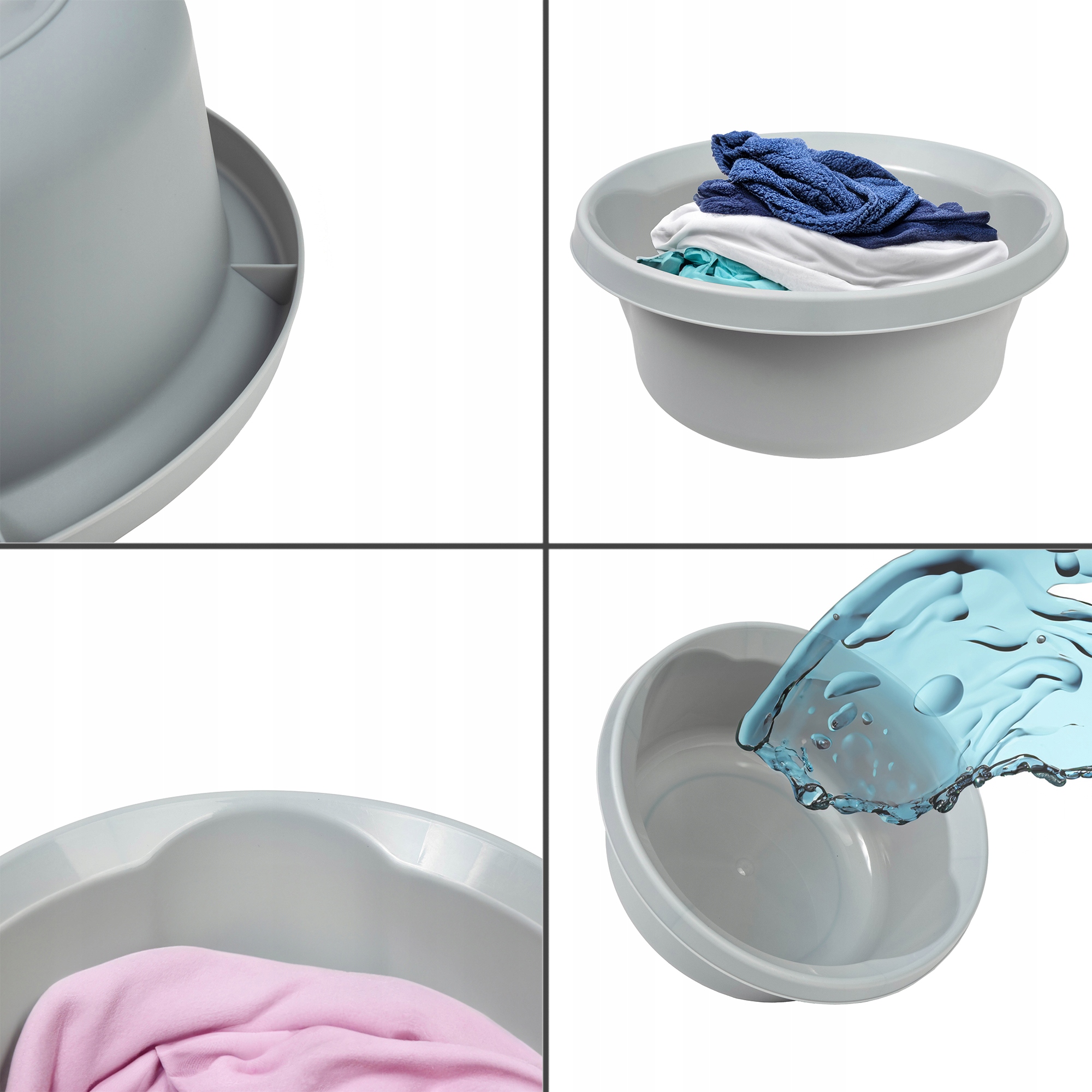 MISKA PLASTIKOWA 4L OKRĄGŁA NA PRANIE SZARA Wysokość produktu 10 cm