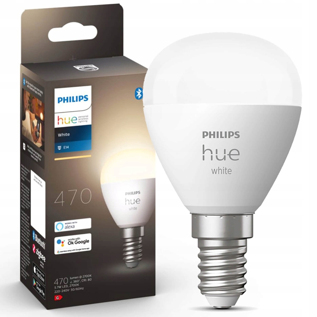 Led žárovka Kulka E14 P45 5,7W 2700K Philips Hue White Bluetooth Zigbee
