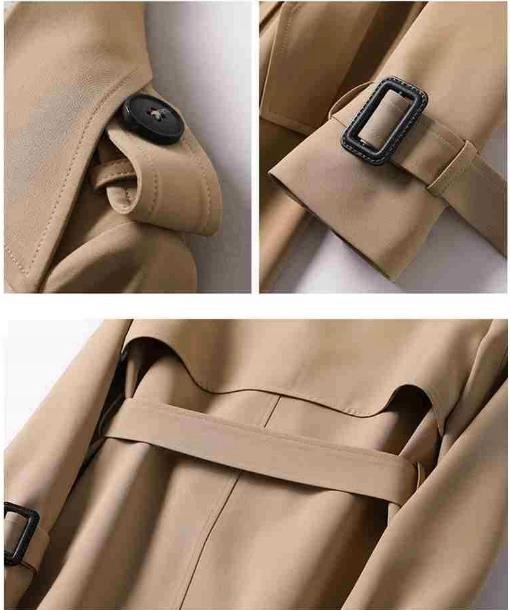 Moda DWURZĘDOWY TRENCZ damski długi płaszcz Rozmiar XL