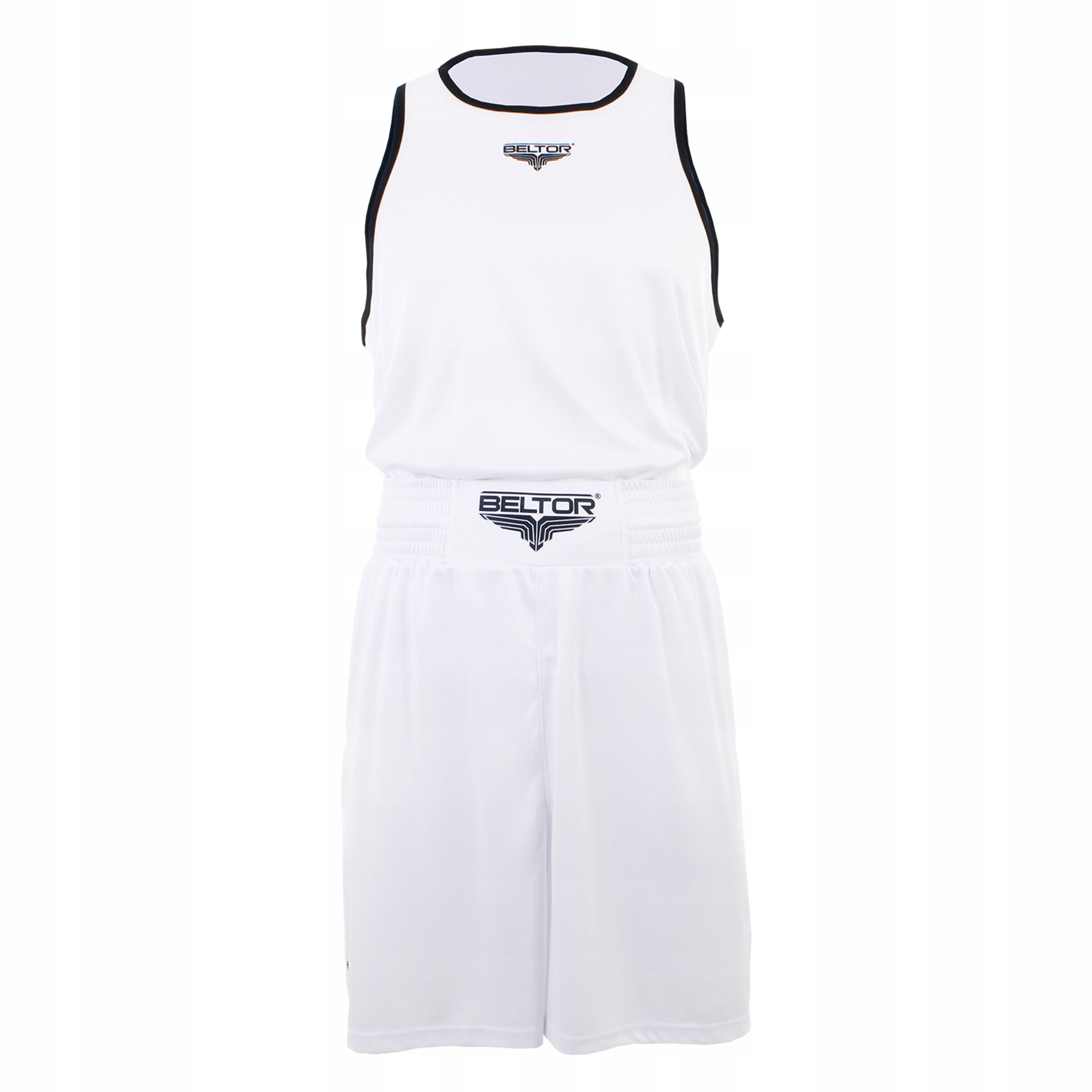 BELTOR SPODENKI SPORTOWE MĘSKIE SZORTY BIAŁE PUNCHER Z HAFTEM r. XXXL Materiał dominujący poliester