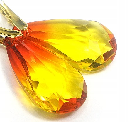Krystaly Náušnice Stříbro Pozlacené Fireopal 24 mm