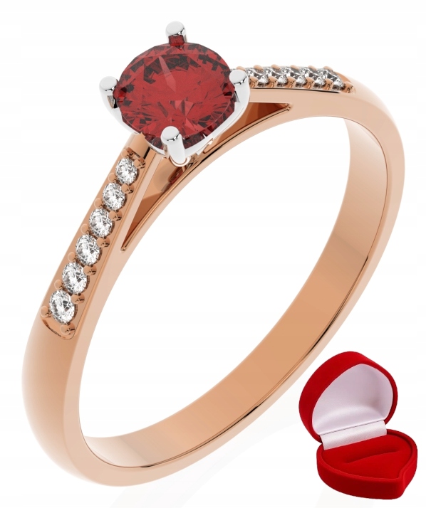 Zlatý Prstýnek 585 14k Rubín 0,30 ct Růžové Zlato R16
