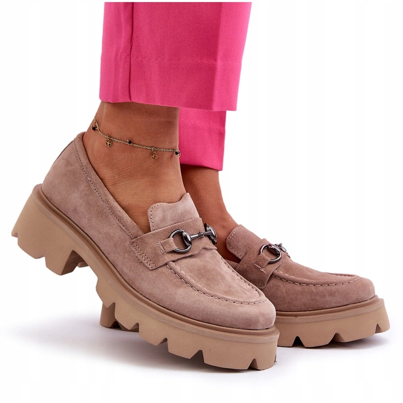 Dámské Masivní Mokasíny Z Přírodního Semiše Vinceza, Béžové, Velikost 40