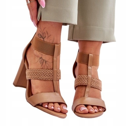 

Skórzane Sandały Botki Na Obcasie Camel Marren 41