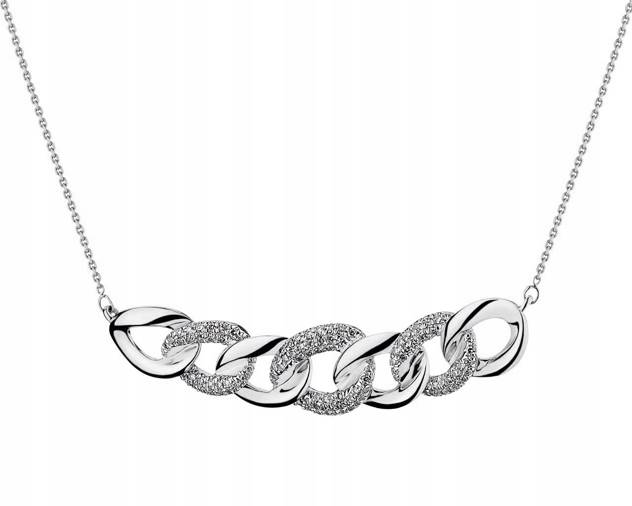Stříbrný rhodiovaný náhrdelník Ag 925 s bílými zirkony IM0040523NS