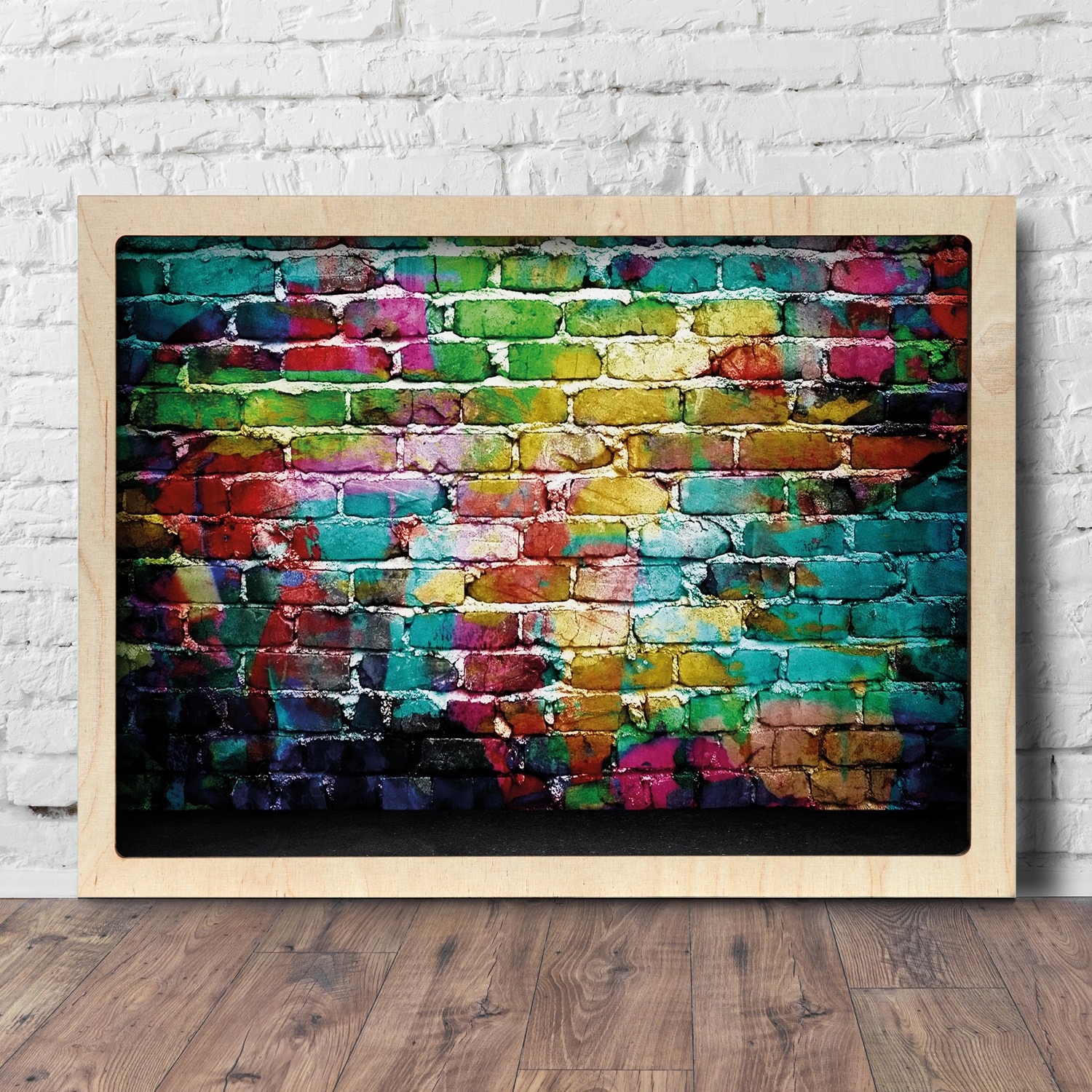 Fotoobraz s eko rámem Graffiti cihlová zeď 75x55 cm
