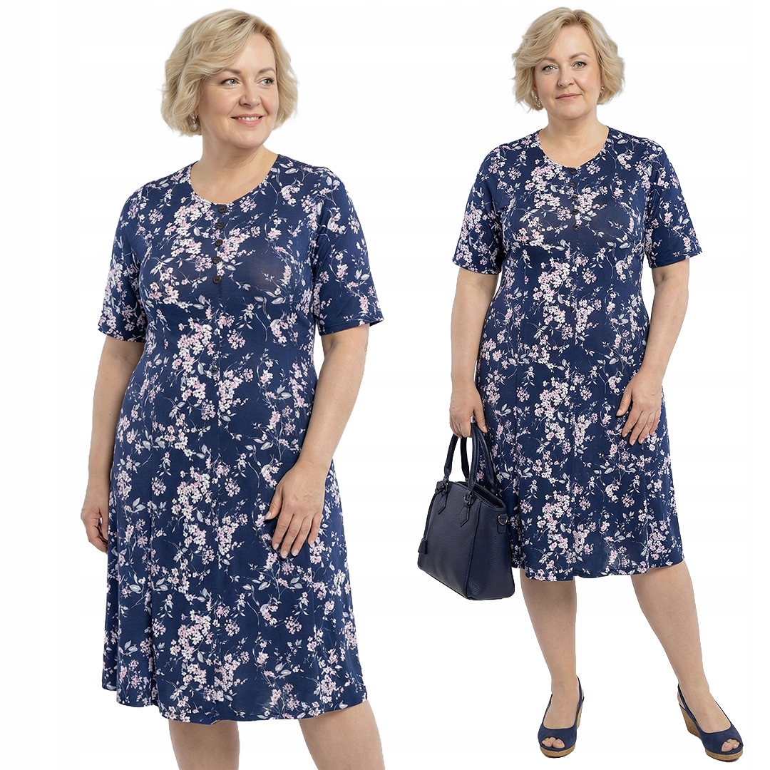 Šaty s šedými květy a velikostí velikost 48/50