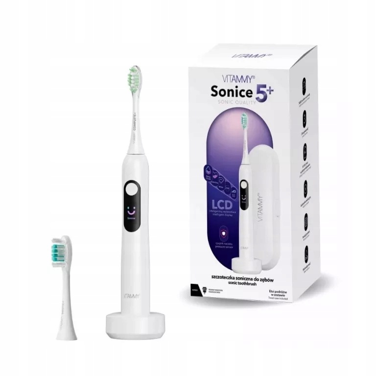 Szczoteczka Soniczna Elektryczna Do Zębów Vitammy Sonice 5+ White 5 Trybów