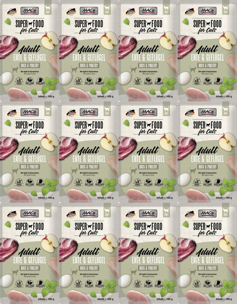 Levně MAC's Cat kapsička Kachna, Drůbež 12 sáčků 100 g
