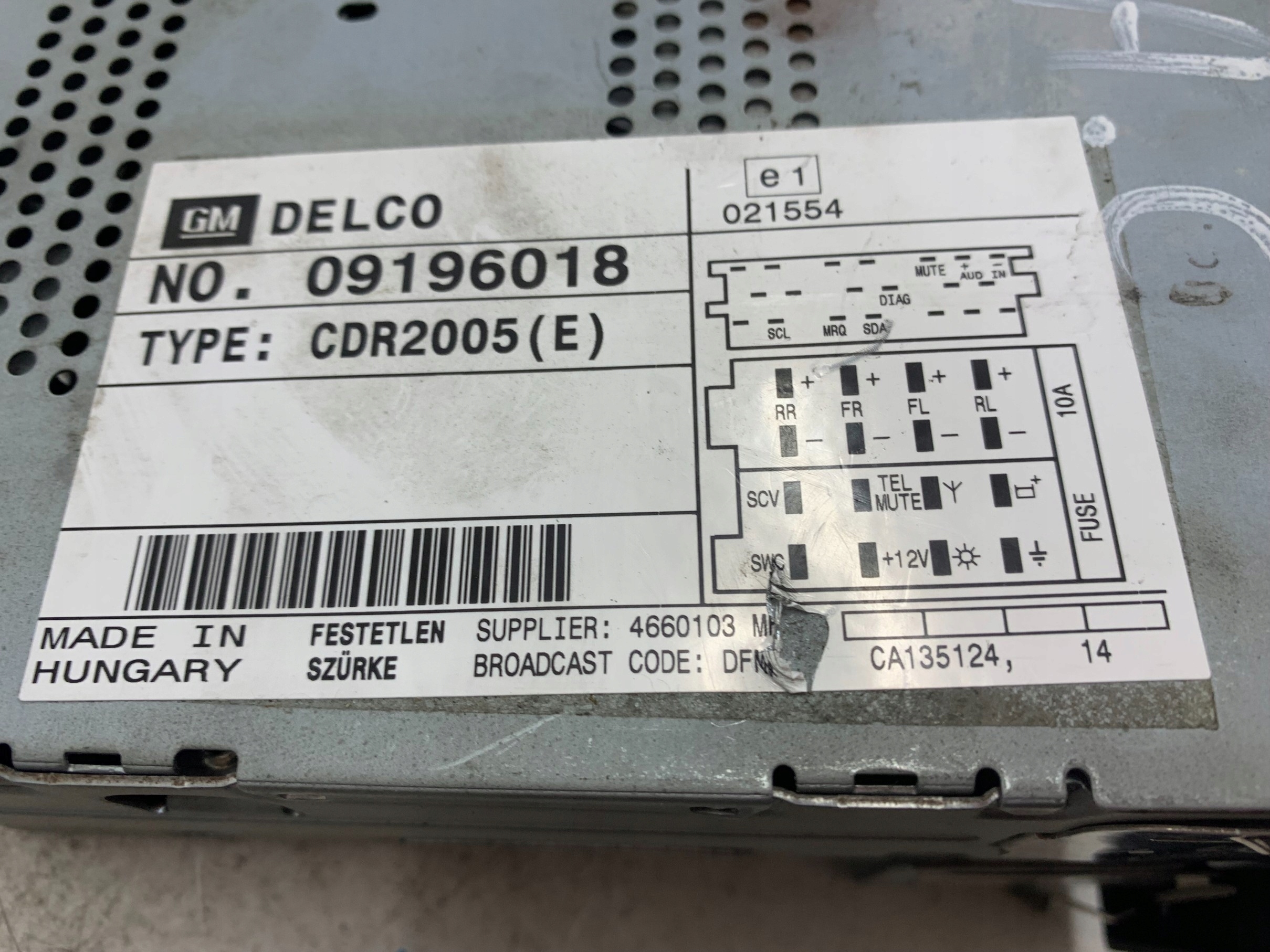 RADIO CD original radio OPEL VECTRA C CDR2005E
