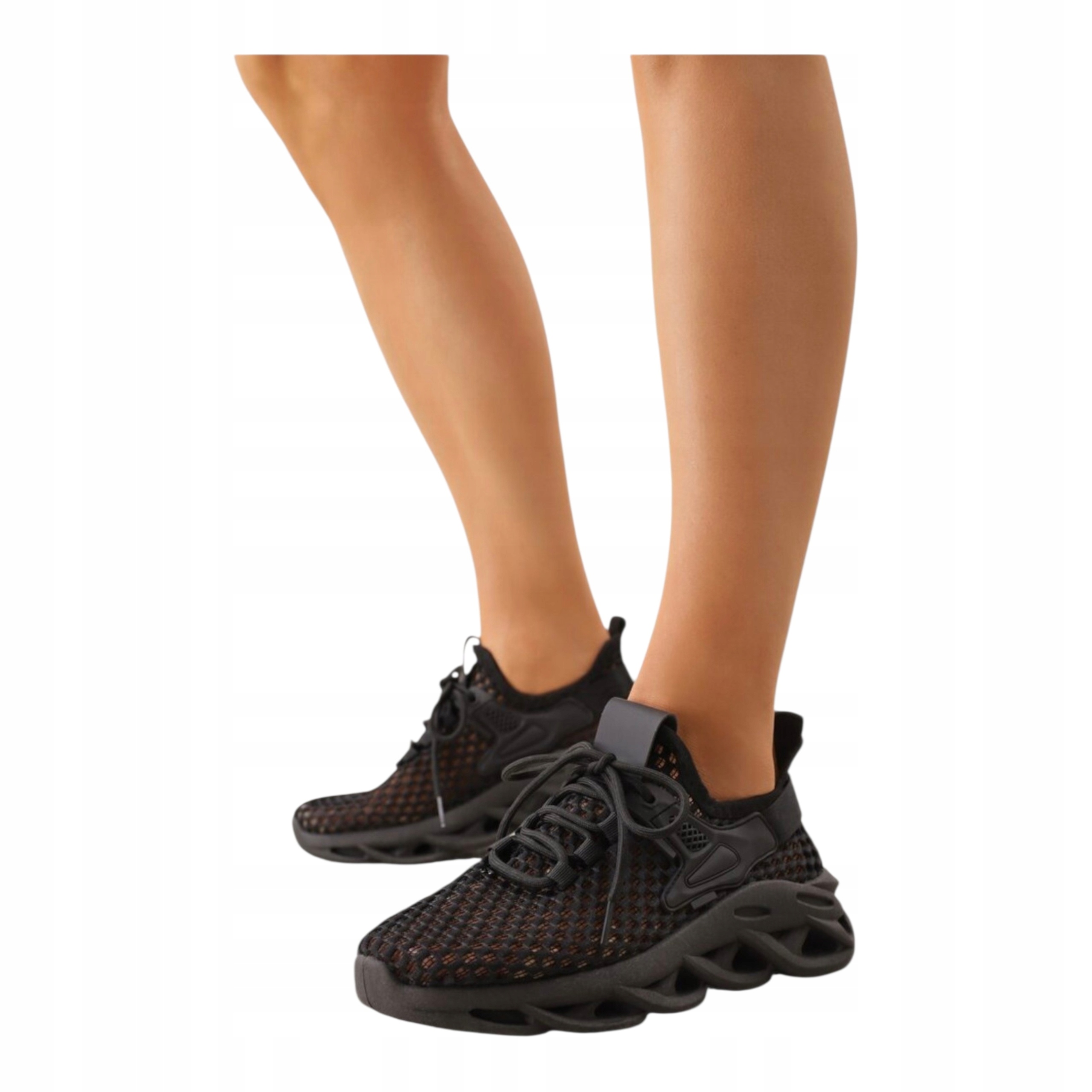 Sneakery Damskie Sportowe Adidasy Seastar na Platformie Czarne 41