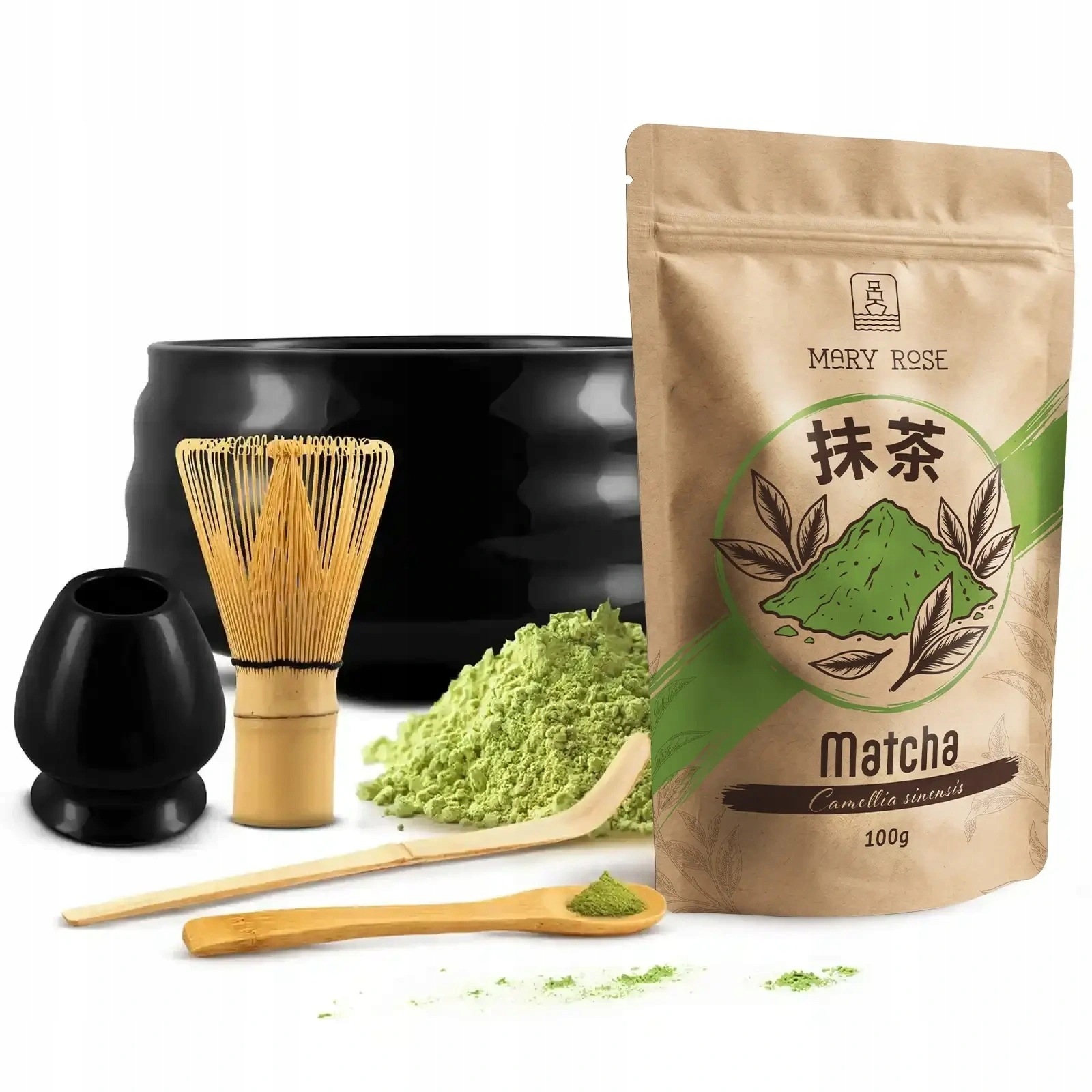 Zestaw Yoru do parzenia Matchy Codzienna Matcha 100g Akcesoria Bambusowe