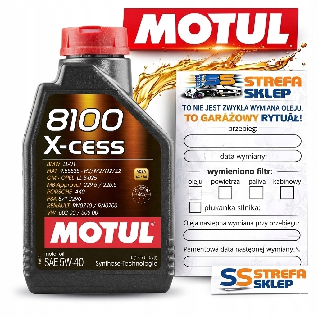 Olej silnikowy Motul 8100 X-cess 5W-40 1L A3/B4 Bmw Vw Mb Audi 102784