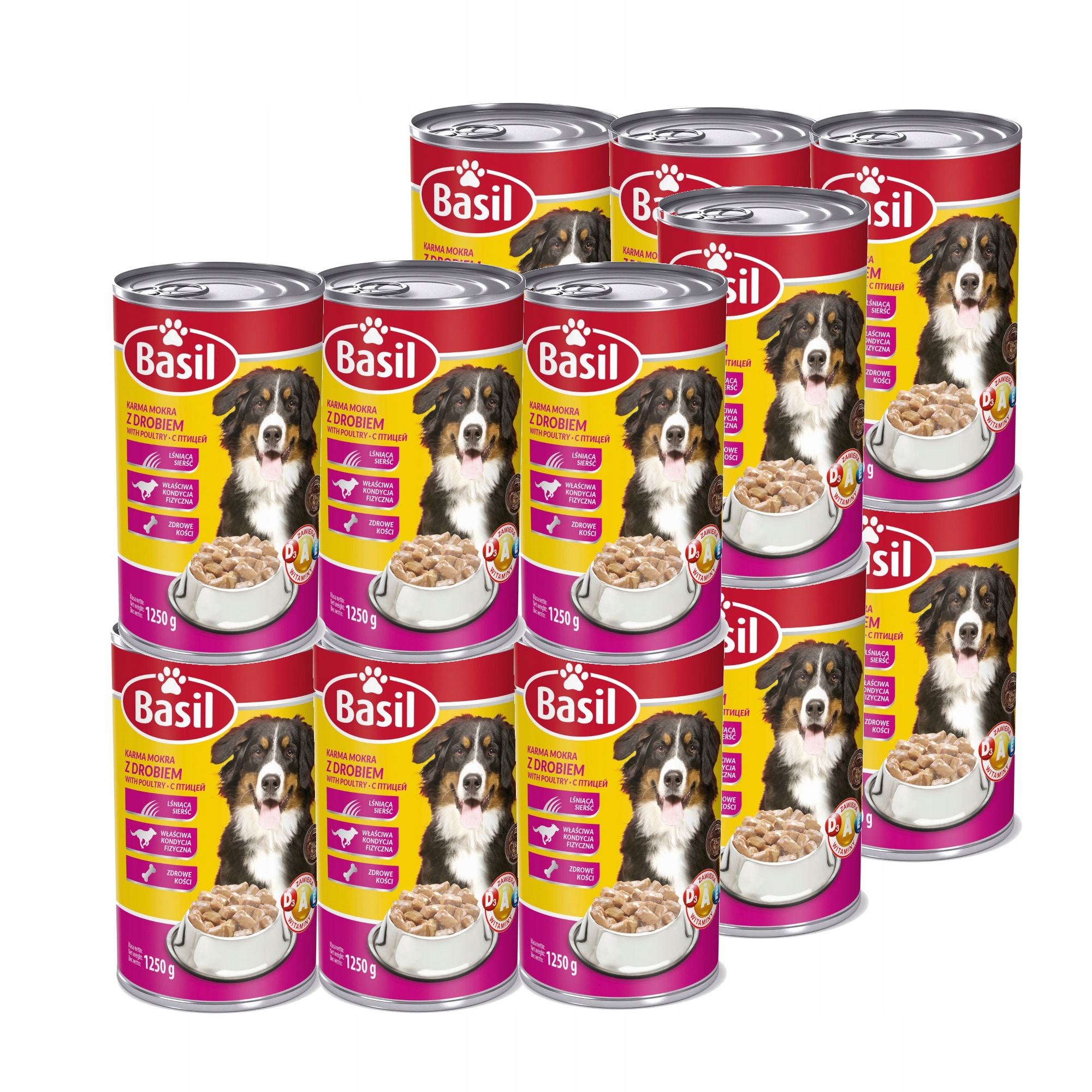 Levně 12 x Krmivo pro psy Basil s drůbeží konzervou 1250 g