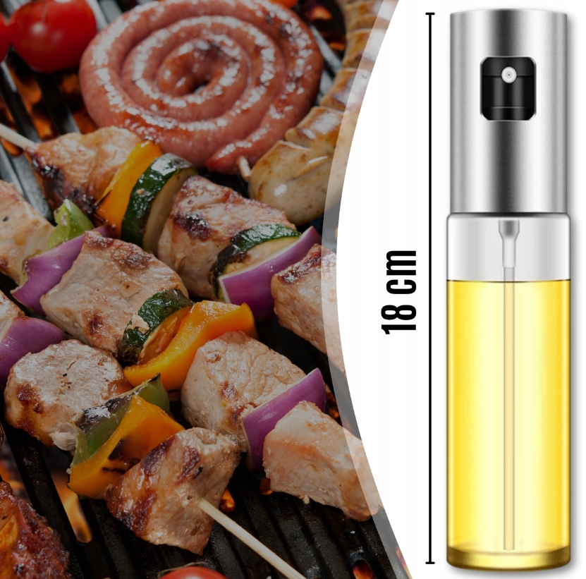SPRYSKIWACZ DO OLEJU OLIWY OCTU DOKŁADNY ROZPYLACZ DOZOWNIK W SPRAYU 100ml Kolor chrom przezroczysty