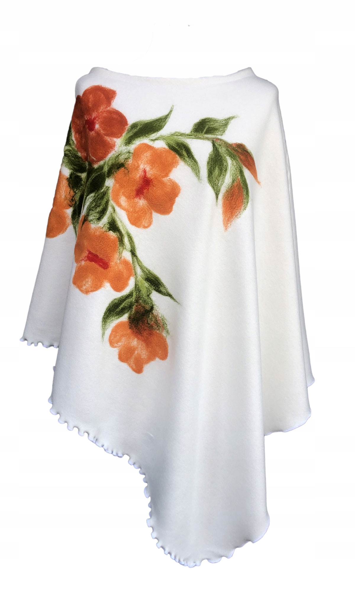 

Ponczo XL filcowany wełną wzór dzianina W29