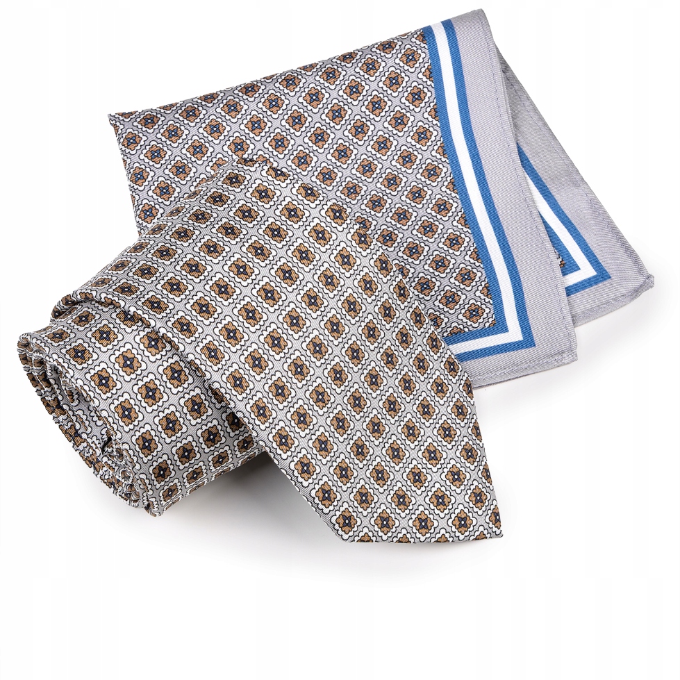 Sada pánské kravaty a kapesníčku v šedé barvě Pako Lorente
