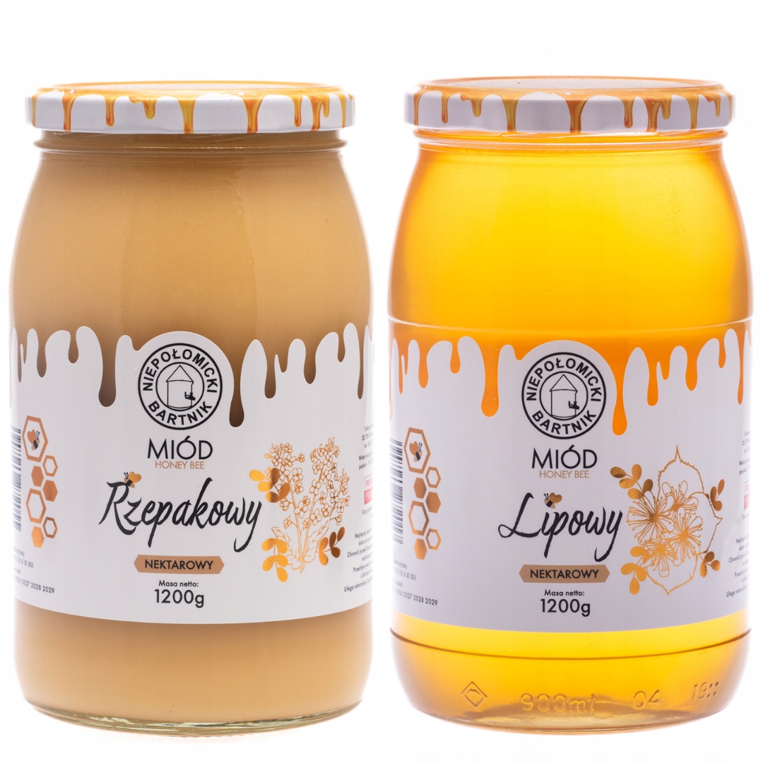 Zestaw Miodów Lipowy+Rzepakowy 2x1.2kg Polski Prawdziwy Niepołomickii