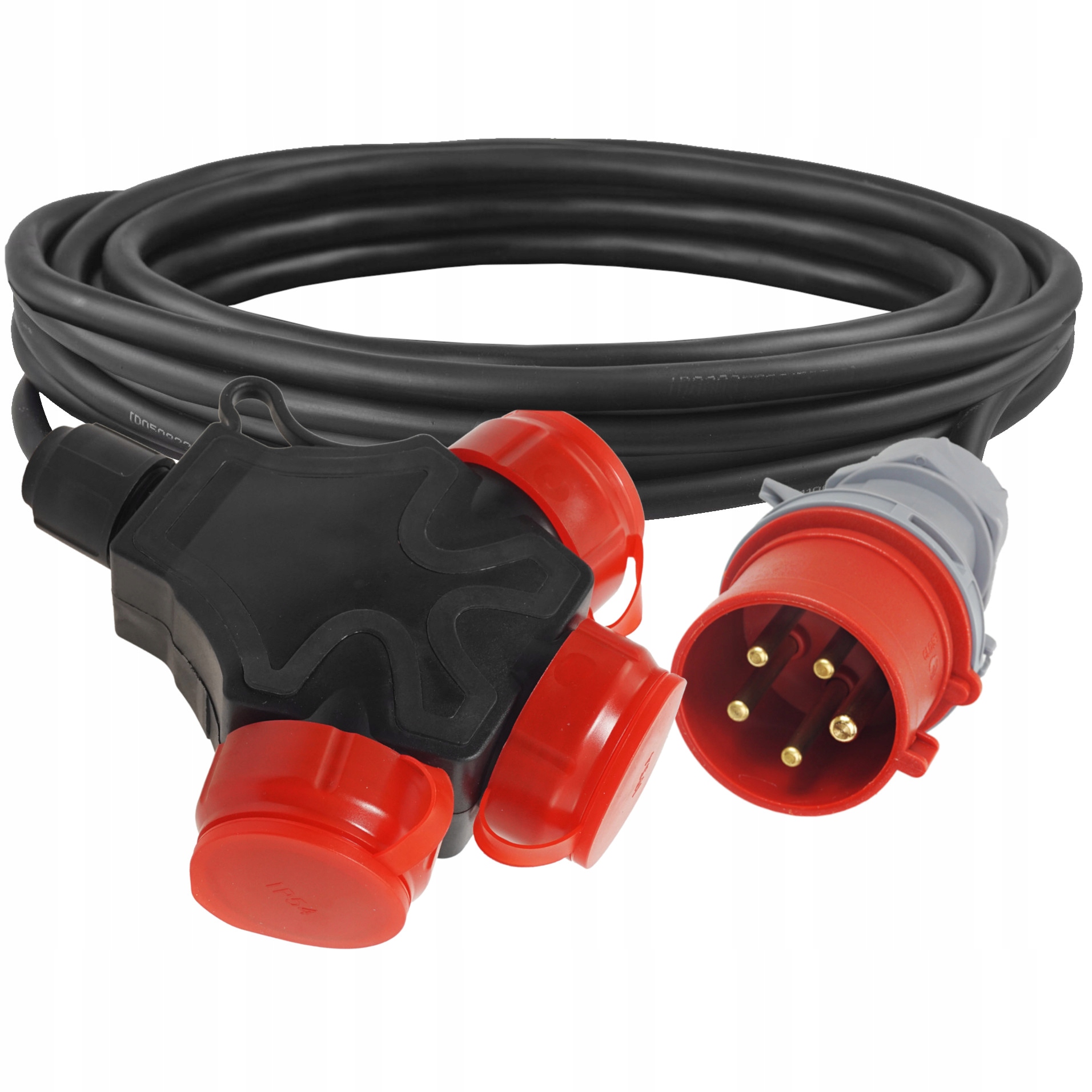 Adapter Siłowy 380V Na 230V Wtyczka Siłowa 16A Na Gniazdo Potrójne 5m