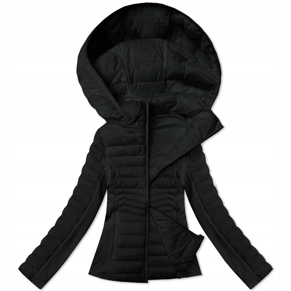 Pikovaná Bunda Kapuce 16M9225 Černá S (36)