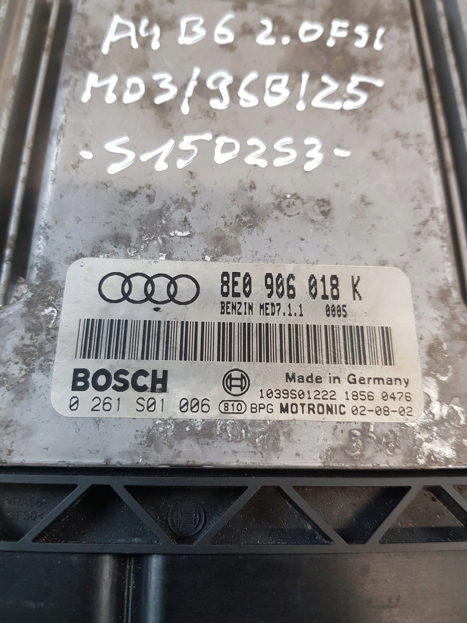 control unit of the engine 8E0906018K 0261S01006 AUDI A4 B6 2.0FSI