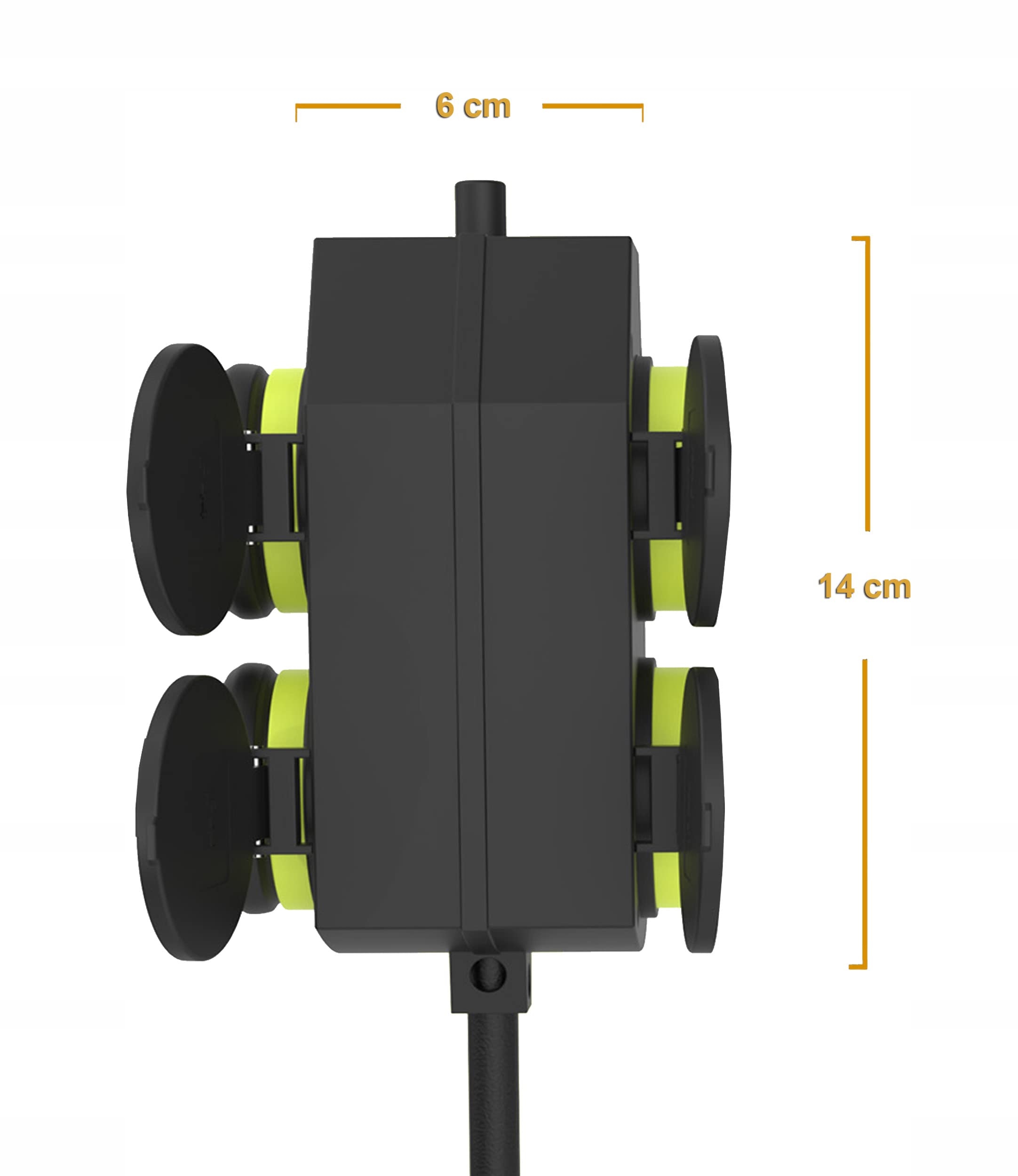 MUTECPower Przedłużacz 10m 4 Gniazda Schuko IP44 Na Zewnątrz Czarny Zielony — miniatura 6