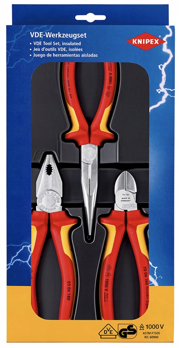 KNIPEX 00 20 12 zestaw szczypce SAFETY PACK 3 szt.