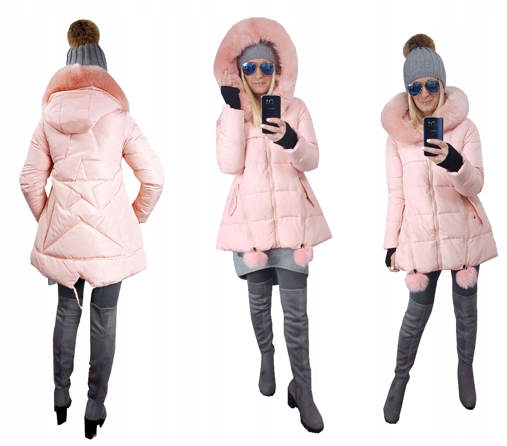 

Asymetryczna Kurtka Parka Gwiazda Kaptur Futerko S