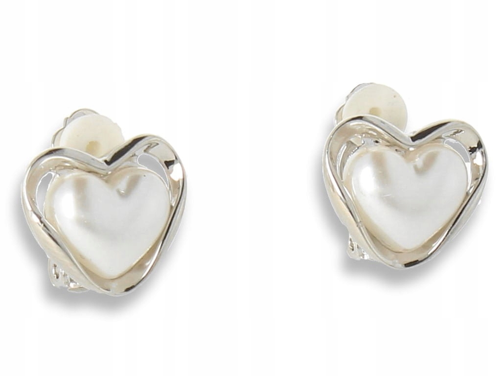 Klipsy do uszu srebrne serduszka z perełką Płeć kobieta