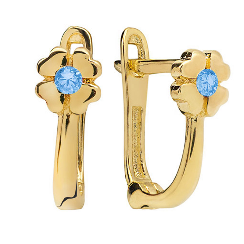Zlaté náušnice Květiny modré zirkony pr.585