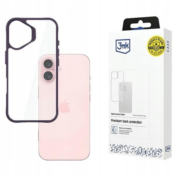 Etui 3MK Satin Armor Case+ do Apple iPhone 16 fioletowy