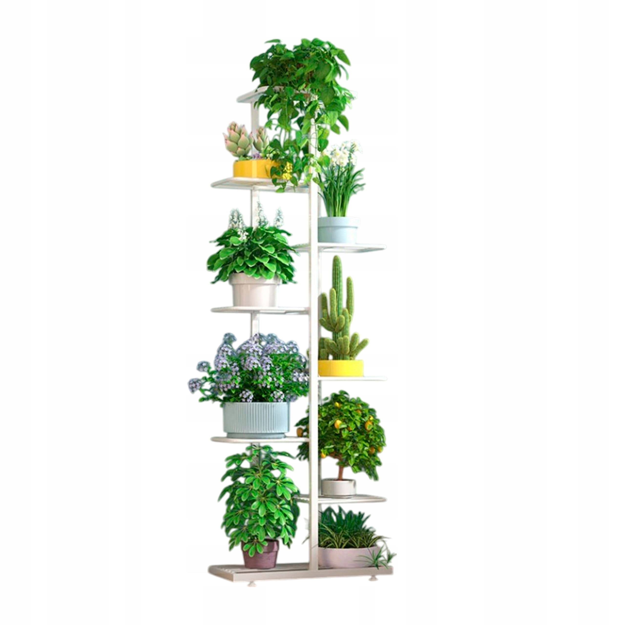 KWIETNIK METALOWY STOJĄCY BIAŁY STOJAK NA ROŚLINY KWIATY REGAŁ 8 POZIOMOWY