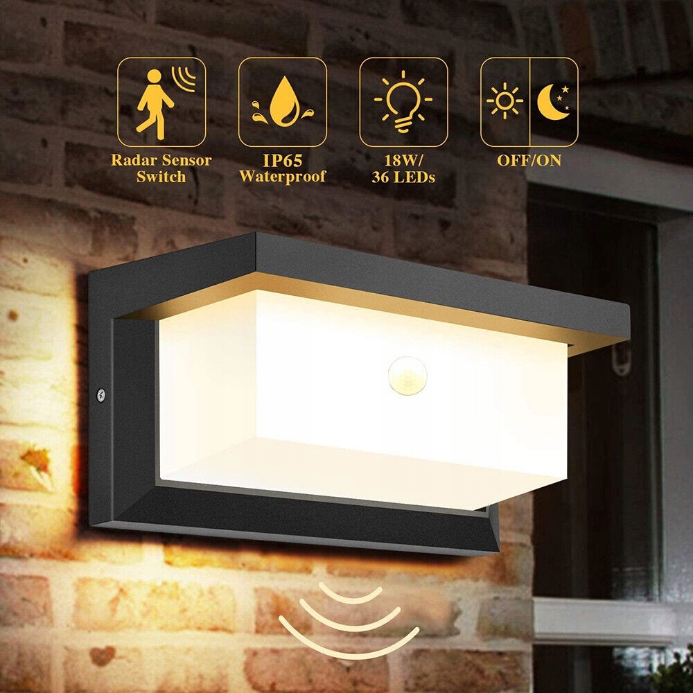 Kinkiet Zewnętrzny Wodoodporny Lampa Elewacyjna Z Czujnik Ruchu 18W