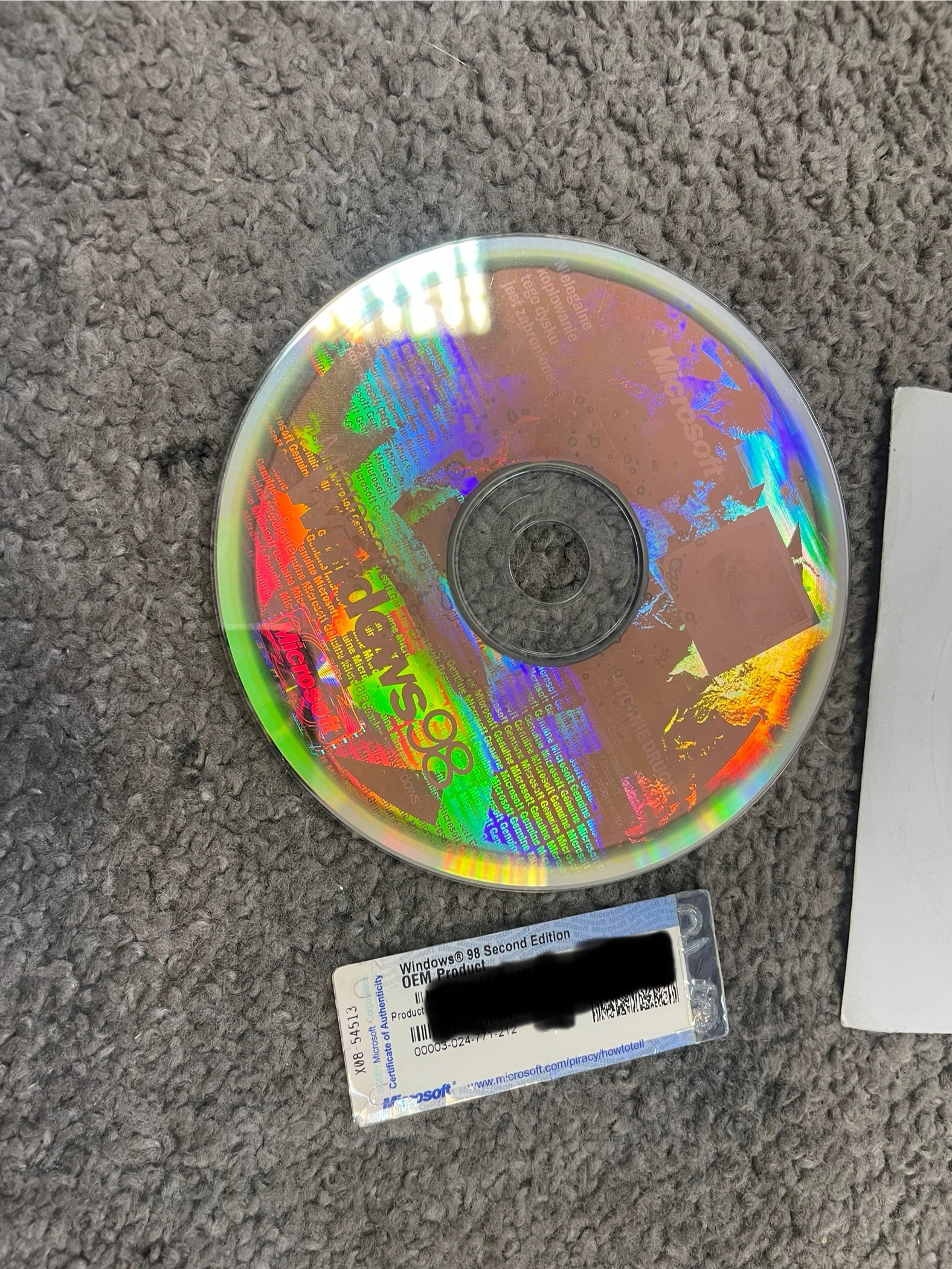 Наклейка Windows 98 ключ