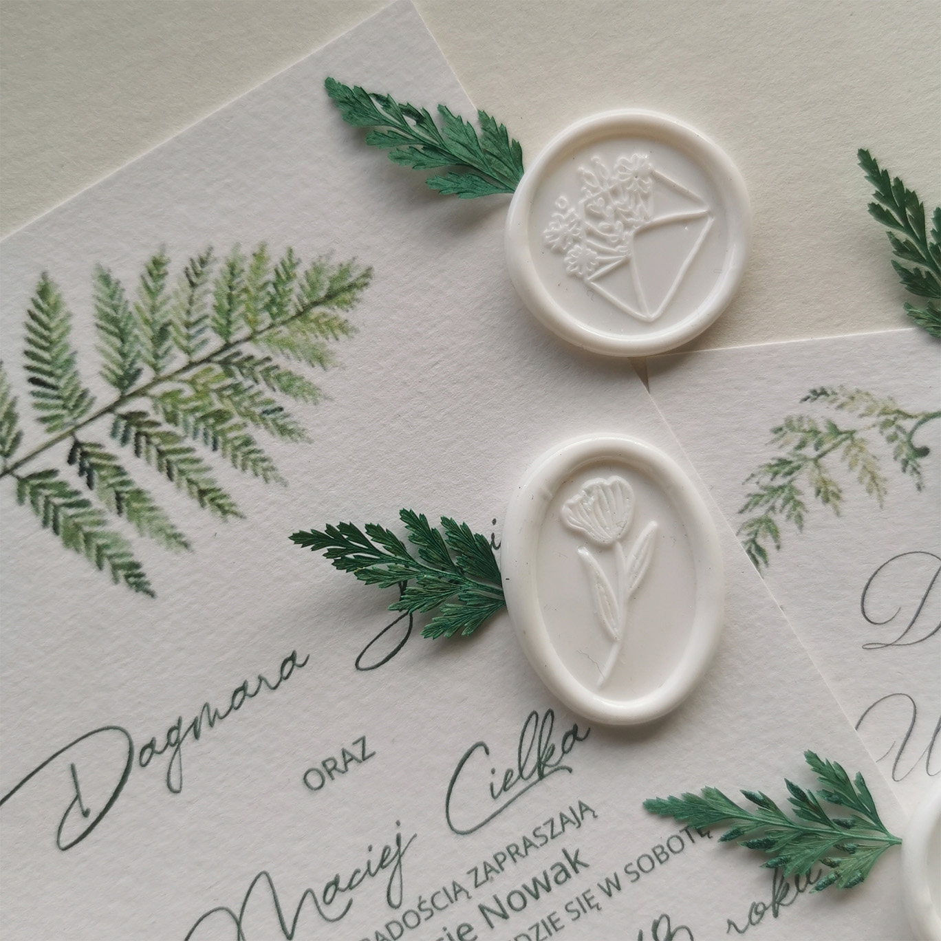 Odbicia lakowe z gałązkami roślinami gipsówka, dmuszek lub paproć Stan opakowania oryginalne