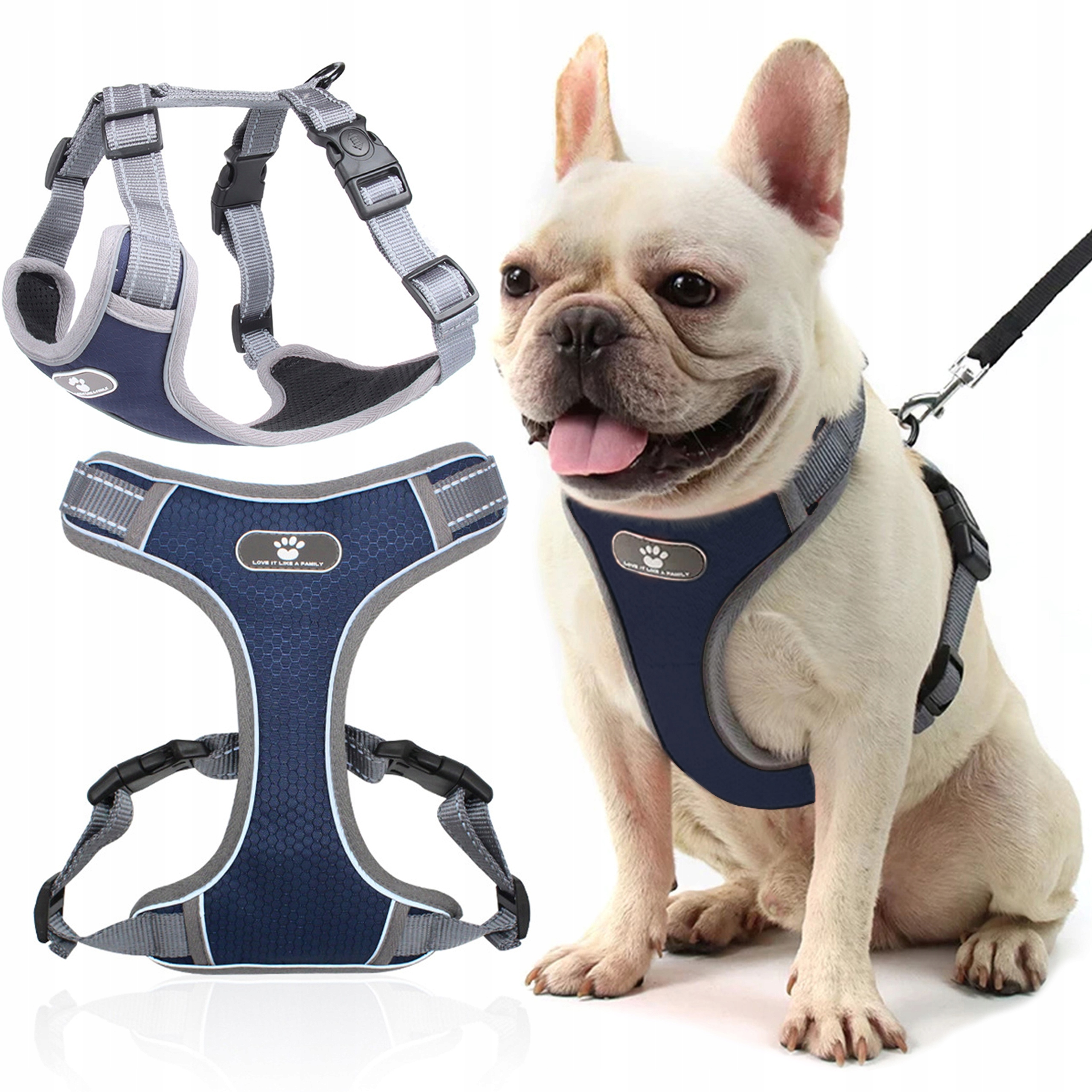 Levně Postroje Pro Psa Beztlakové, Reflexní, Tréninkové, Vycházkové, M, Modré