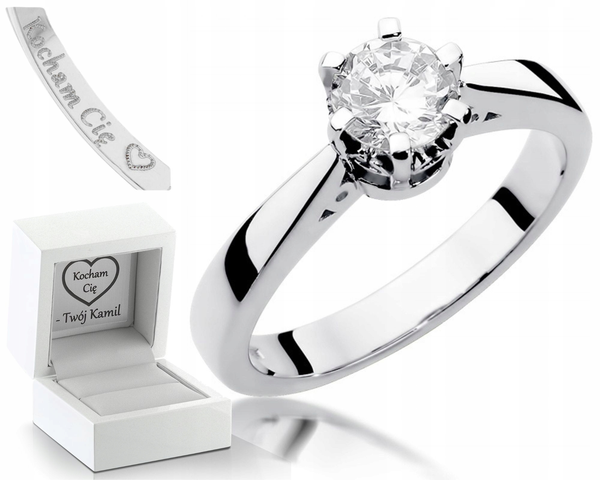 Bílé Zlato Klasický Prstýnek Briliant 1,00CT Diamant