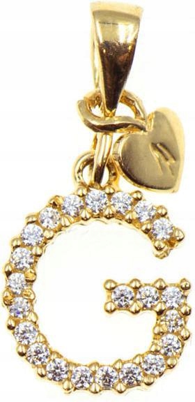 Zlatý přívěsek 585 písmeno G se zirkony 0,73 g, módní vzor na řetízek